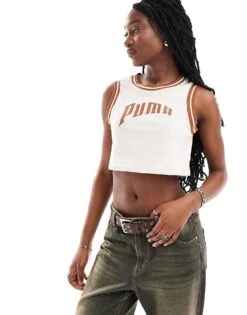 Puma For The Fanbase Crop Top In Beige For Women