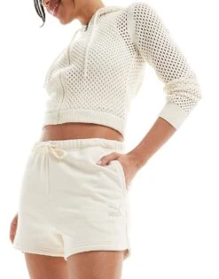 Puma Classics Shorts In Off White For Women