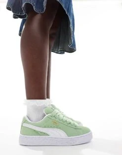 Puma Suede XL Trainers In Green And White For Unisex