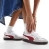 Puma Palermo Leather Trainers In White And Red For Unisex
