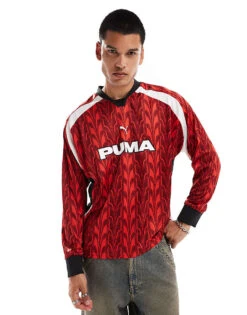 Puma Long Sleeve Football Jersey In Red For Unisex
