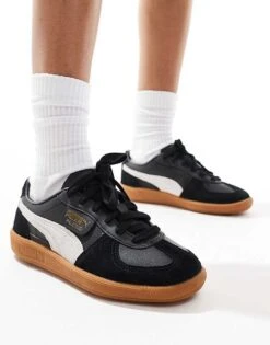 Puma Palermo Leather Trainers In Black For Unisex