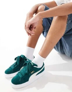 Puma Suede XL Trainers In Green For Unisex Mid Green