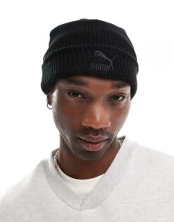 Puma Classics Mid Fit Beanie In Black For Unisex