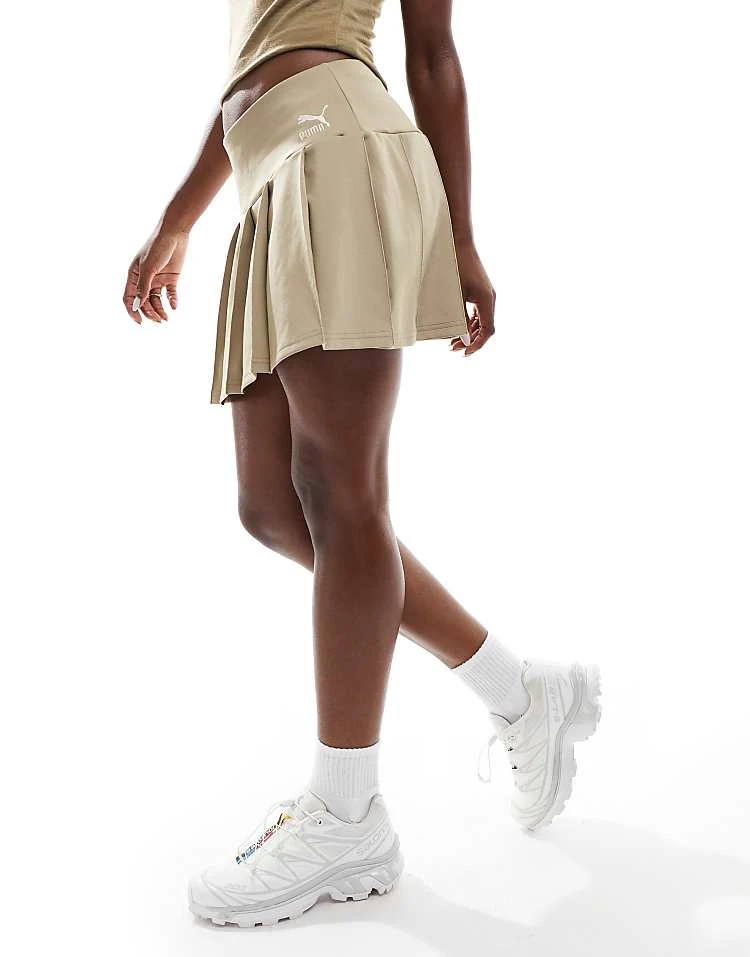 Puma Classics Pleated Mini Skirt In Beige For Women - Image 6