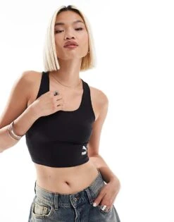 Puma Classics Crop Top In Black For Women