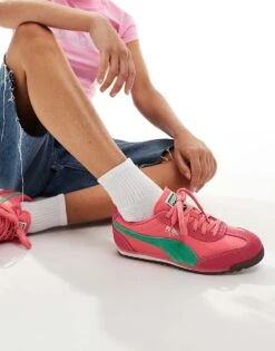 Puma Arizona Nylon Trainers In Pink And Green For Unisex