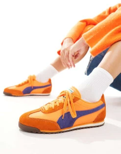 Puma Arizona Nylon Trainers In Orange And Blue For Unisex
