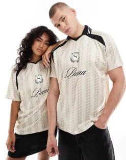 Puma Archive Print Football Jersey In White & Black - Exclusive To ASOS For Unisex Ivory