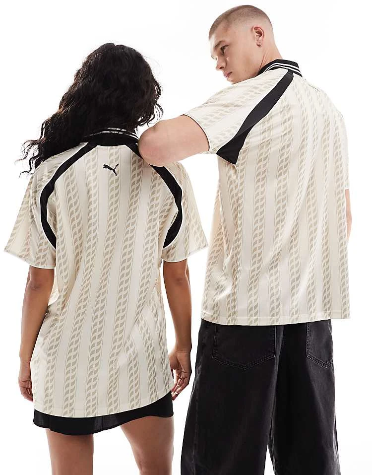 Puma Archive Print Football Jersey In White & Black - Exclusive To ASOS For Unisex Ivory - Image 4