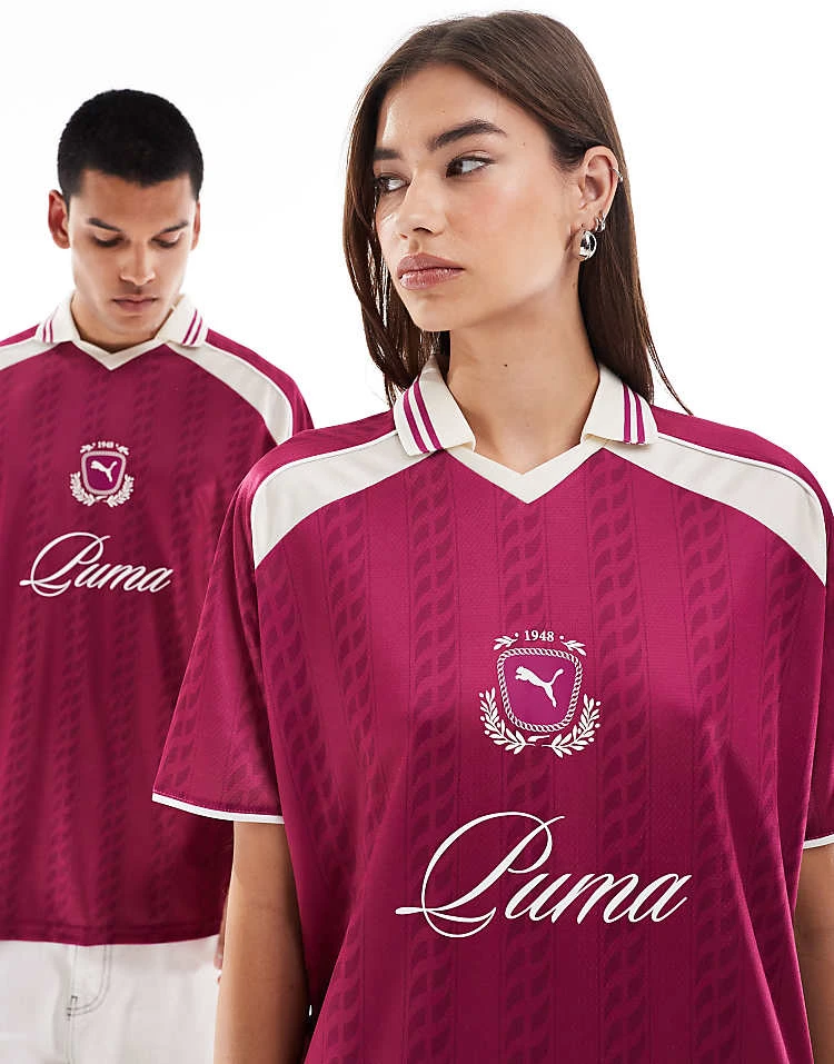 Puma Archieve Print Football Jersey In Pink- Exclusive To ASOS For Unisex - Image 5