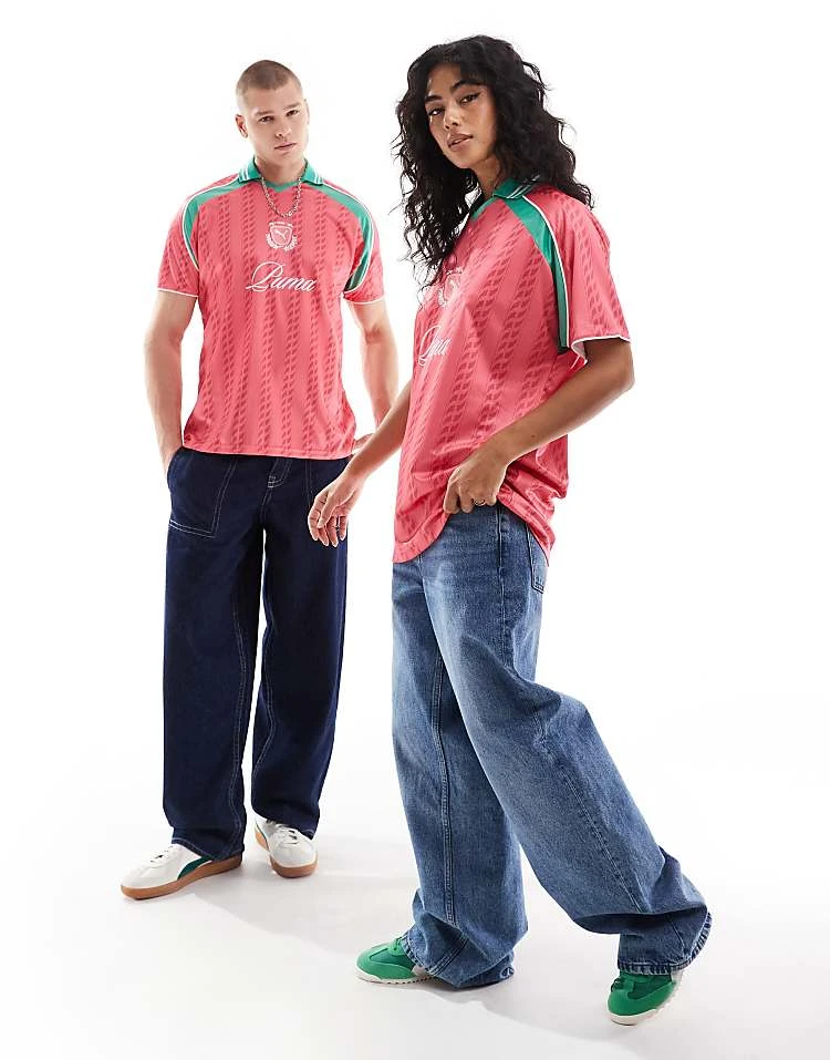 Puma Archive Print Football Jersey In Pink & Green - Exclusive To ASOS For Unisex - Image 3