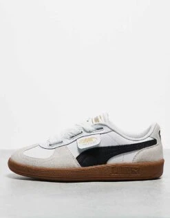 Puma Palermo Trainers With Ribbon Laces In White For Unisex