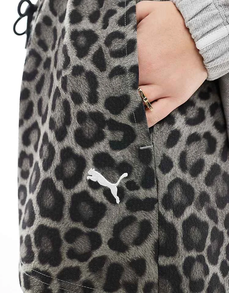 Puma Boxy Shorts In Dark Leopard Print For Women Black - Image 5