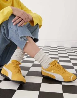 Puma Speedcat OG In Yellow And White For Unisex Mustard
