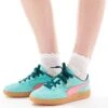 Puma Palermo Trainers In Teal & Pink For Women Turquoise