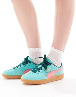 Puma Palermo Trainers In Teal & Pink For Women Turquoise
