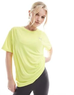 Puma Run Velocity T-shirt In Lime For Women Yellow