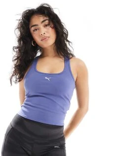 Puma Cloudspun Mesh 2-in-1 Tank Top In Blue Crystal For Women