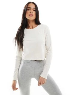 Puma Wardrobe Ess Long Sleeve Baby T-shirt In Alpine Snow For Women