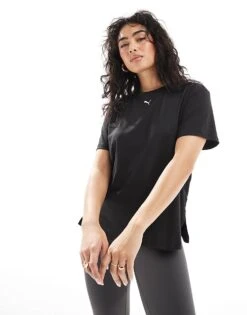 Puma Cloudspun T-shirt In Puma Black-puma White For Women
