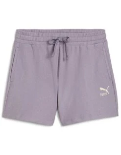Puma Classics Ribbed Shorts In Pale Plum For Women