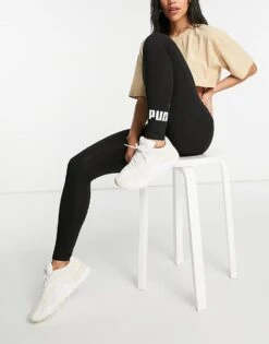 Puma Essentials Logo Leggings In Black For Women Puma Black
